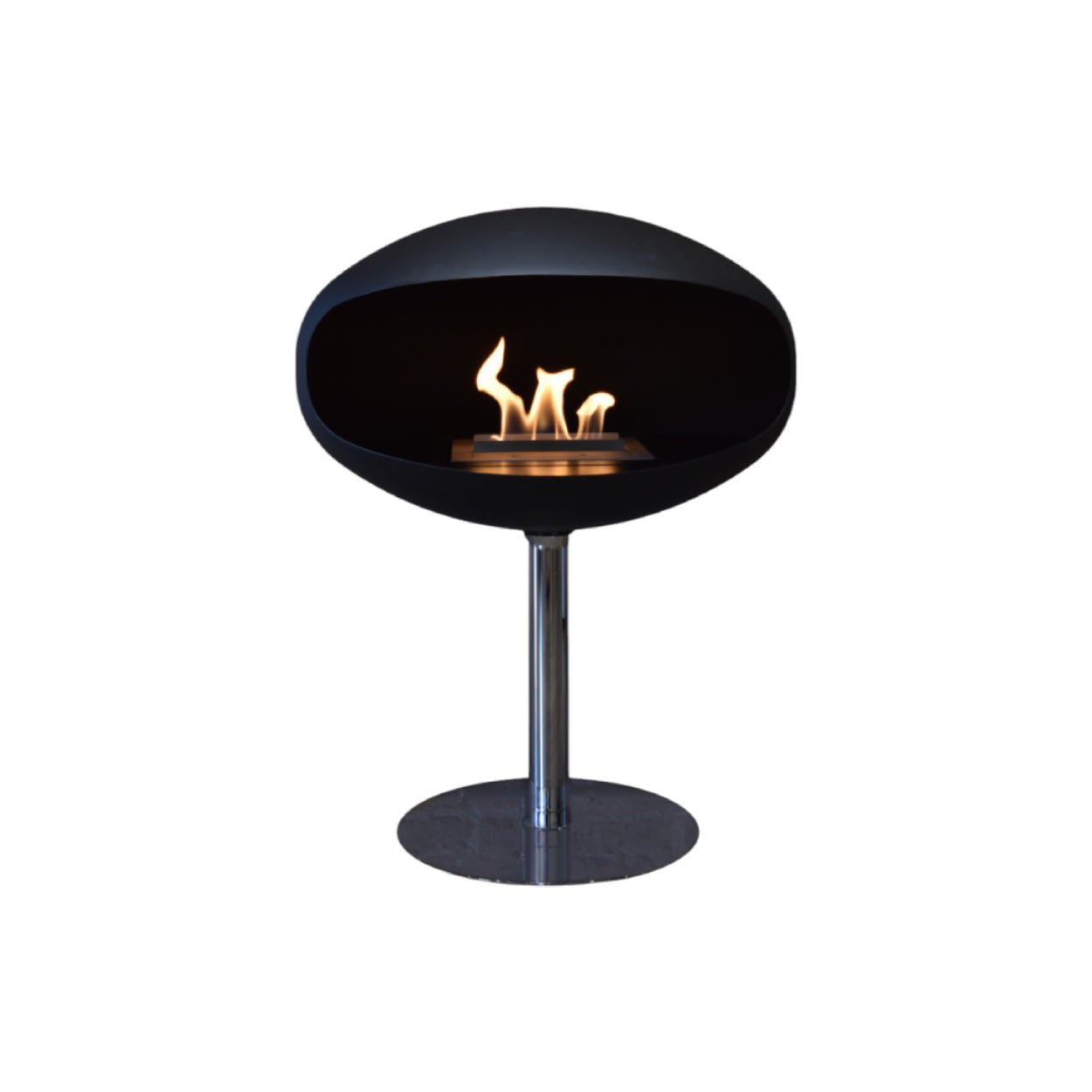 Cocoon_Aeris_Pedestal_Zwart_RVS_Vrijstaand_Bio-ethanol_handmatig_Design