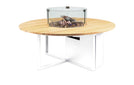 CosiFires_Cosiloft_Round_Zwart_Teak_wit_Gas_haard_Salontafel_buiten_vuurtafel