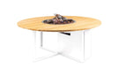 CosiFires_Cosiloft_Round_Zwart_Teak_wit_Gas_haard_Salontafel_buiten_vuurtafel