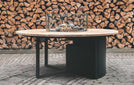CosiFires_Cosiloft_Round_Zwart_Teak_wit_Gas_haard_Salontafel_buiten_vuurtafel