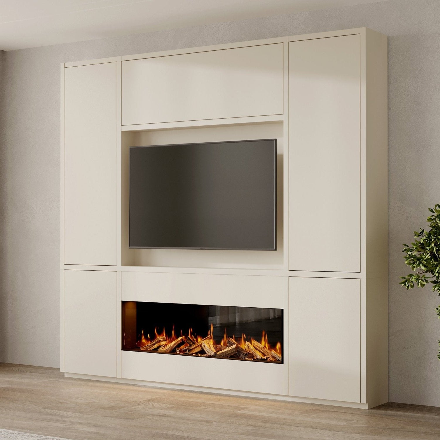TV-meubel Anelo - TV-kast met Elektrisch, Bio-ethanol haard, Maatwerk, haardmeubel, TV-wand, Decolegno, Verlichting, Nissen