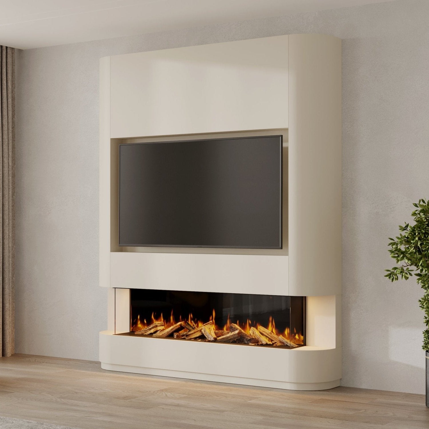 TV-meubel Lamar - TV-kast met Elektrisch, Bio-ethanol haard, Maatwerk, haardmeubel, TV-wand