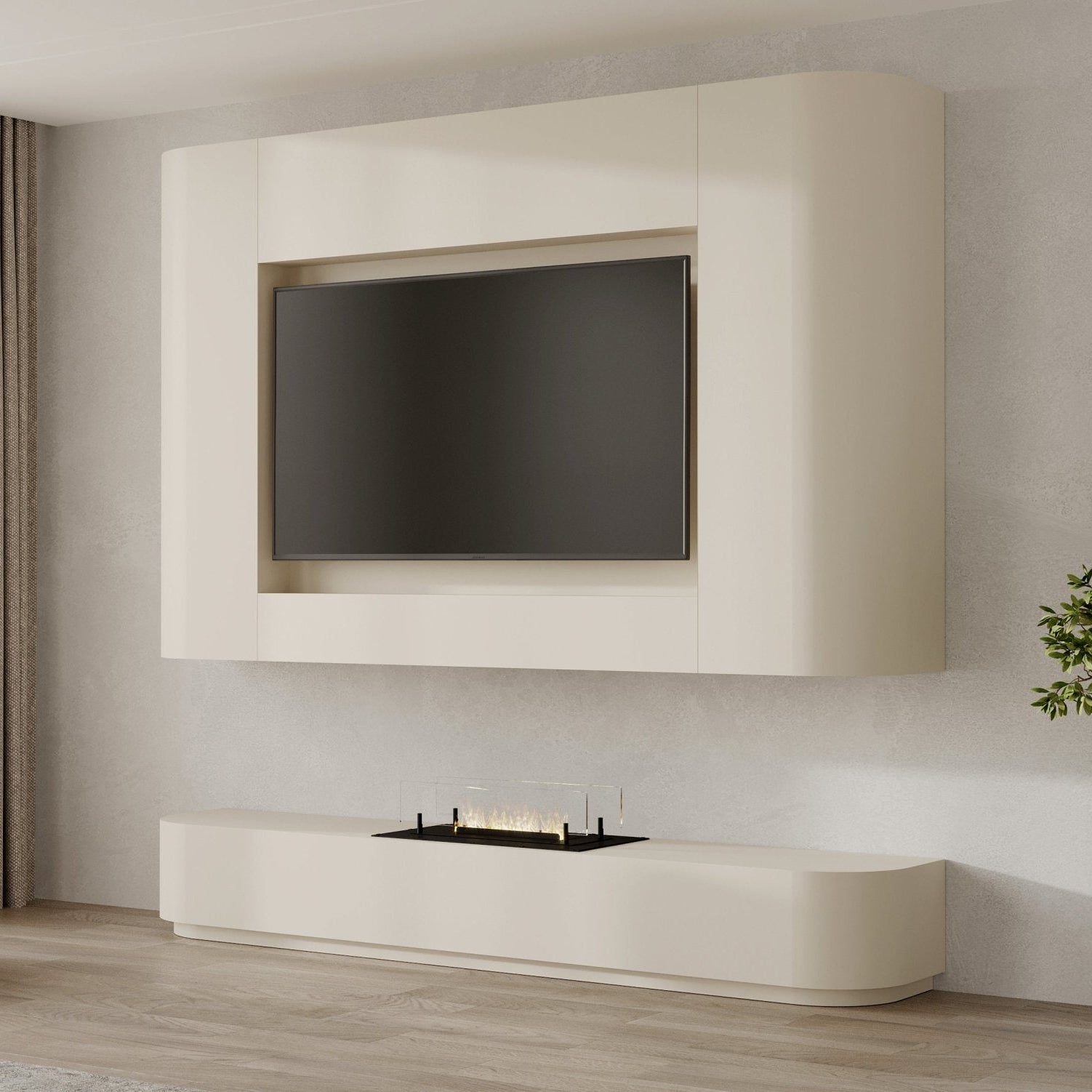 TV-meubel Yuna - TV-kast met Elektrisch, Bio-ethanol haard, Maatwerk, haardmeubel, TV-wand, Janice Blok