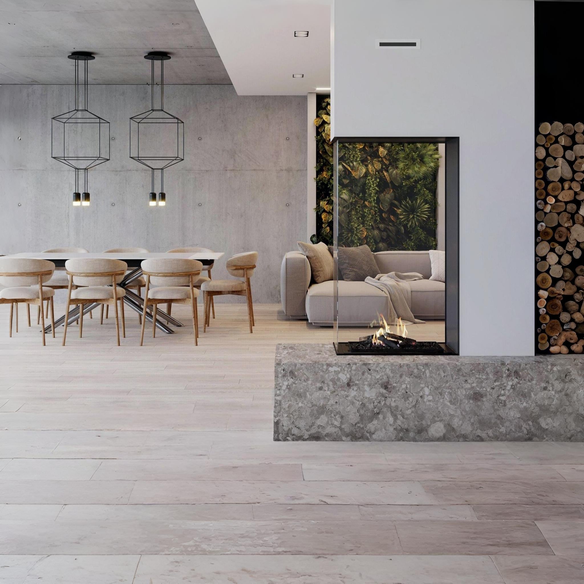 Combinatie met natuursteenlook