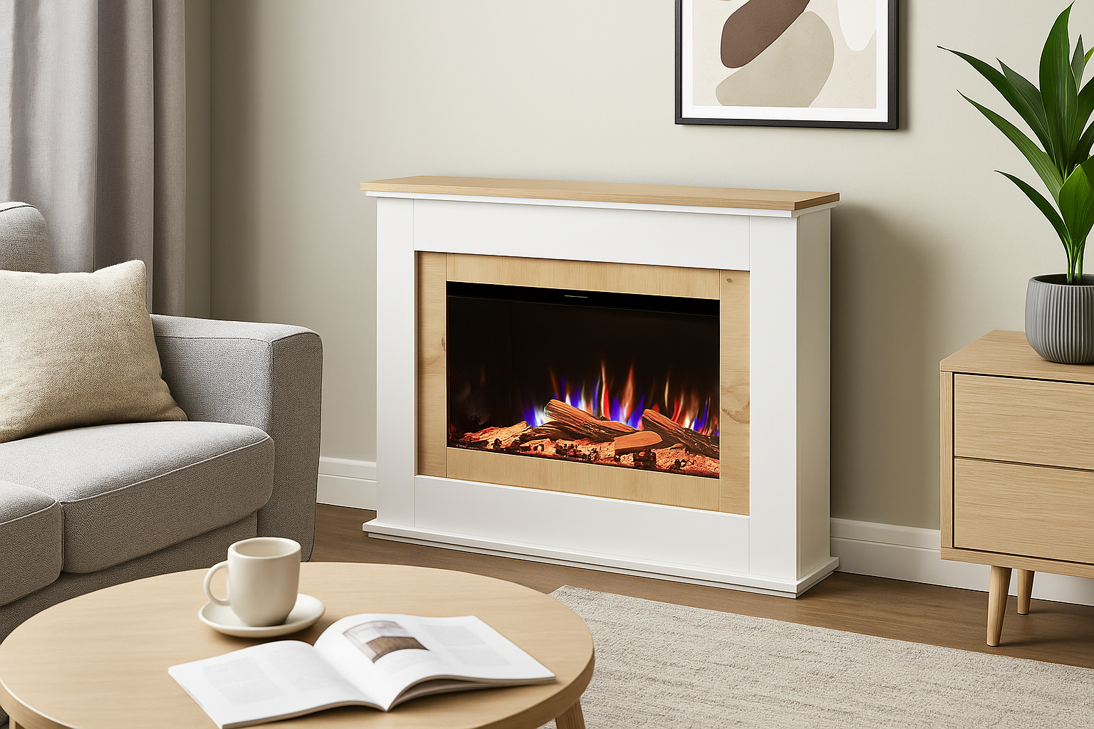 Elektrische haard met schouw