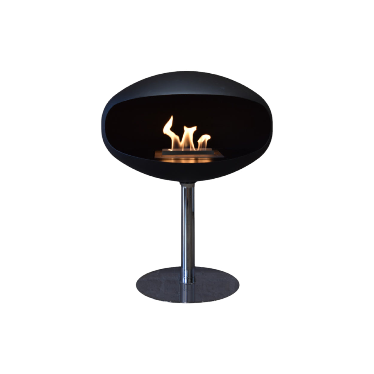 Cocoon_Aeris_Pedestal_Zwart_RVS_Vrijstaand_Bio-ethanol_handmatig_Design