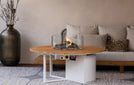 CosiFires_Cosiloft_Round_Zwart_Teak_wit_Gas_haard_Salontafel_buiten_vuurtafel