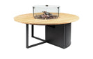 CosiFires_Cosiloft_Round_Zwart_Teak_wit_Gas_haard_Salontafel_buiten_vuurtafel
