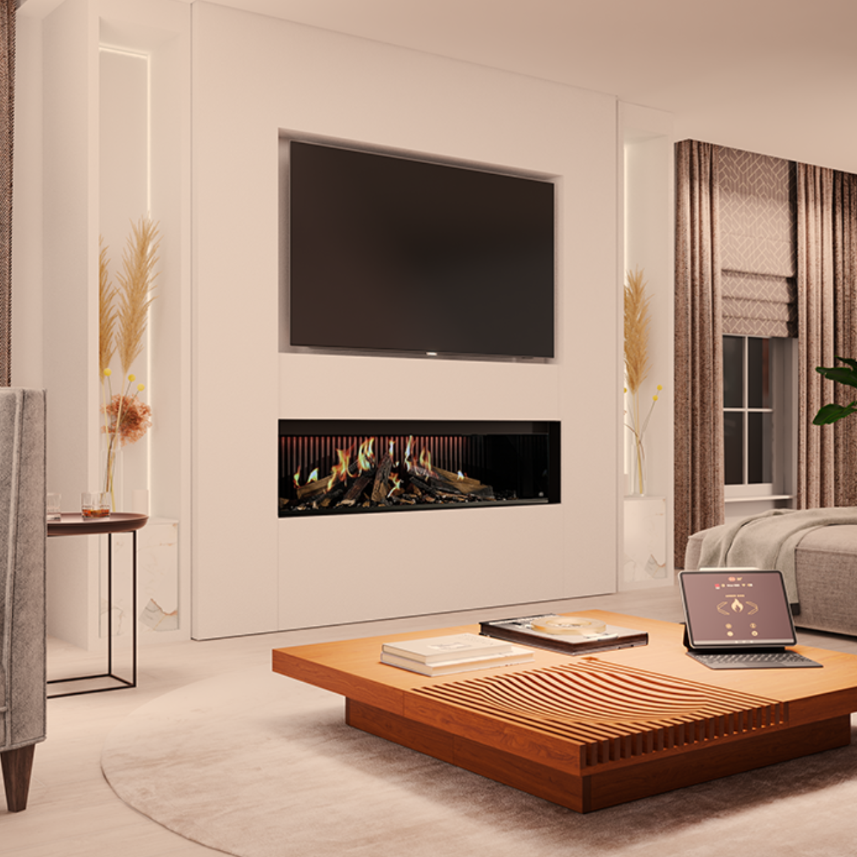 Meubels met hologram haard