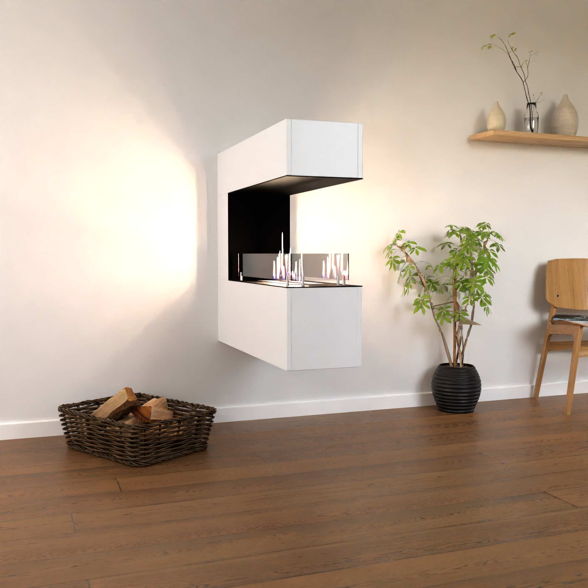 Stijlvolle meubels met geïntegreerde haard