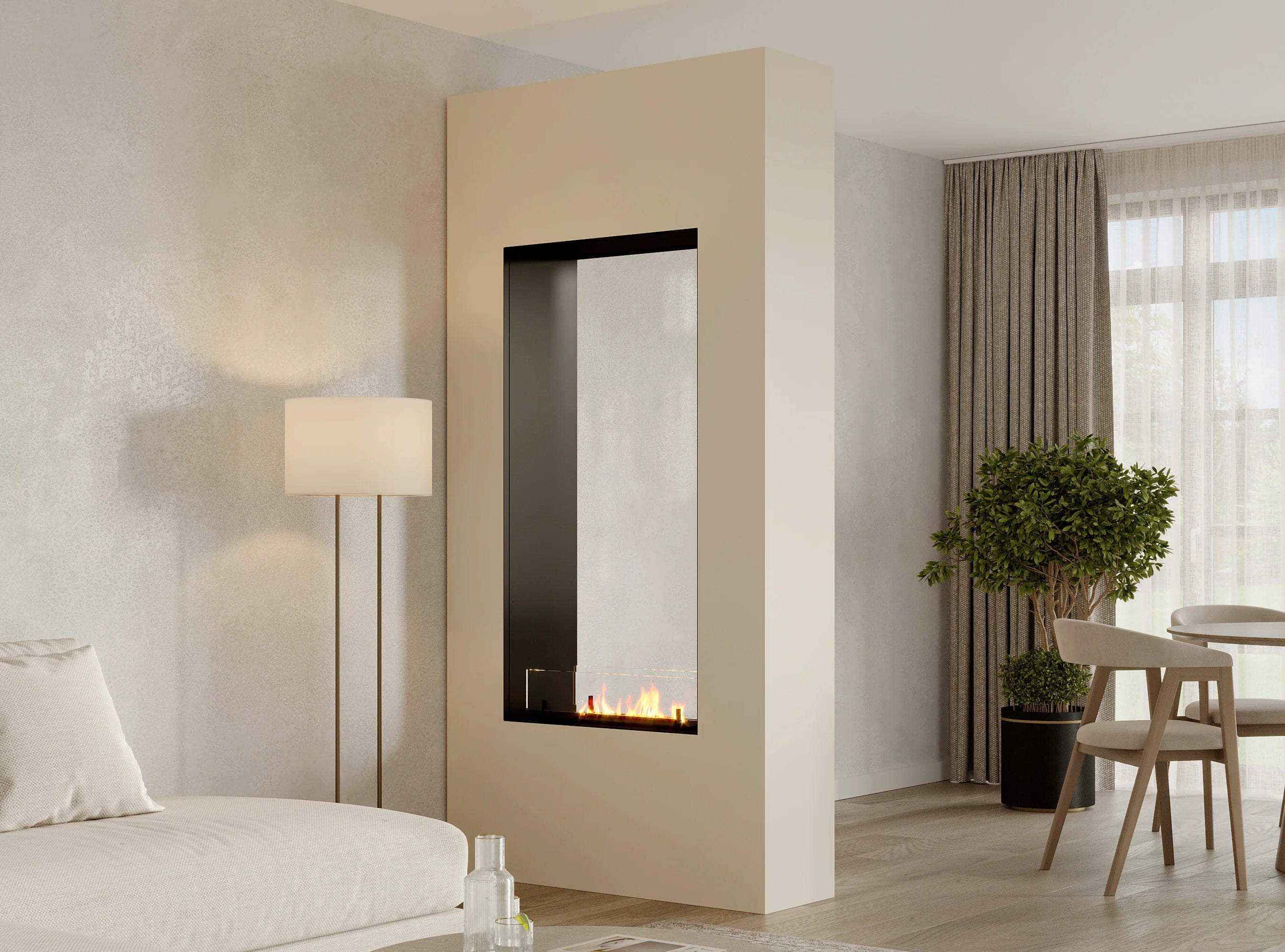 Kant-en-klare roomdividers met haard