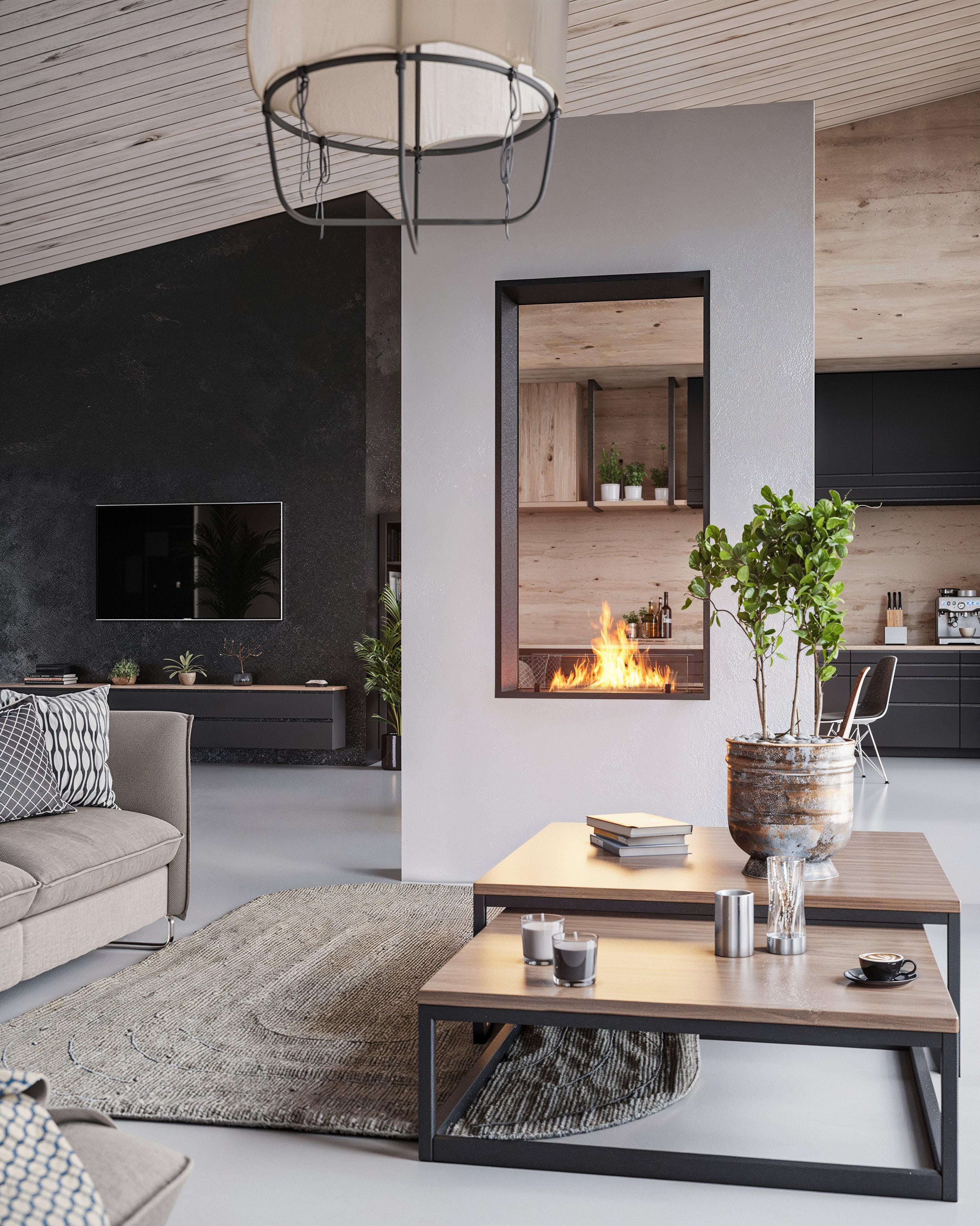 Verticale doorkijkhaard