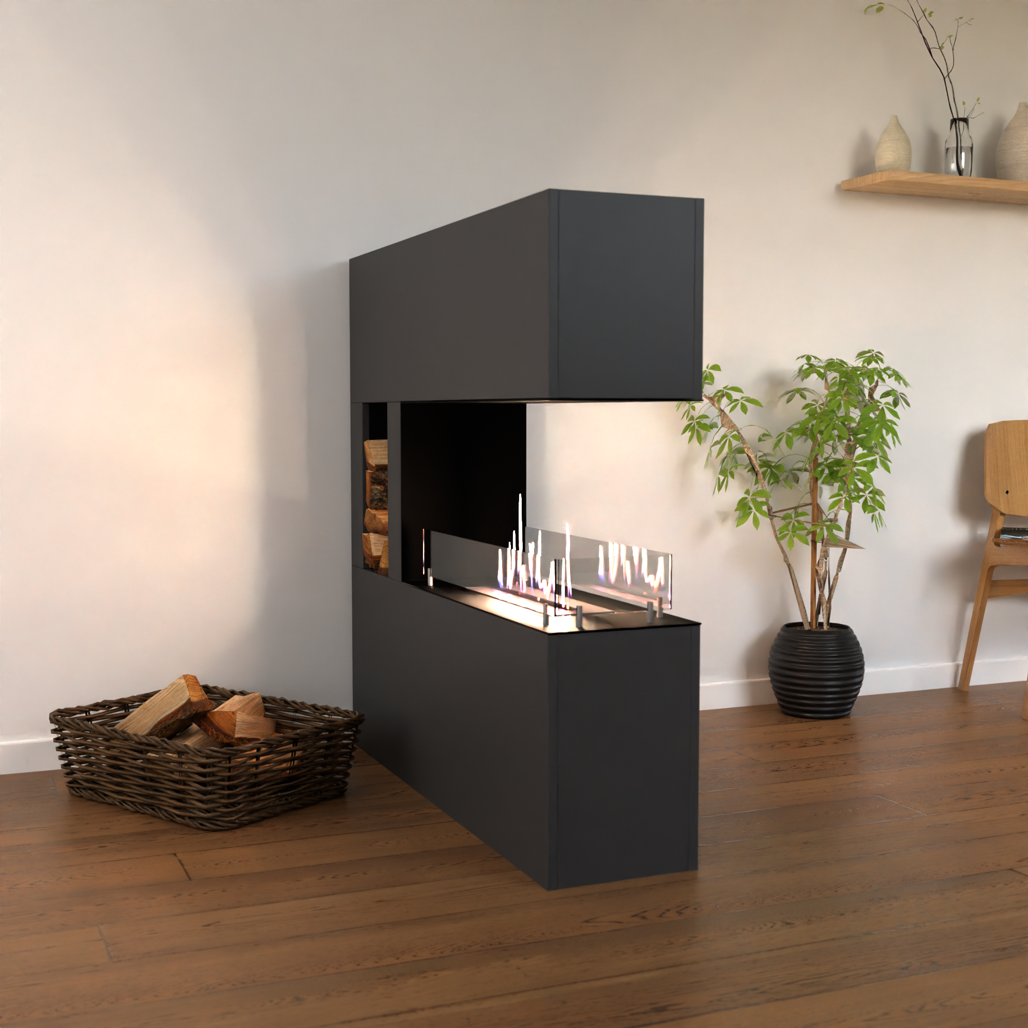 Echte vlammen zonder rookkanaal