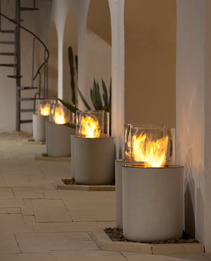 Vuurpilaren -zuilen met bio-ethanol